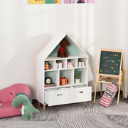 HOMCOM Kids Wooden Bookshelf Chest and Toy Storage Unit w/ Drawer, Children's Bookcase Organizer Cabinet Blue/Pink