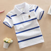 White with blue strips Jargazol short sleeves T Shirt for Boys