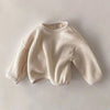 White Unisex fashion baby blouse with O-Neck